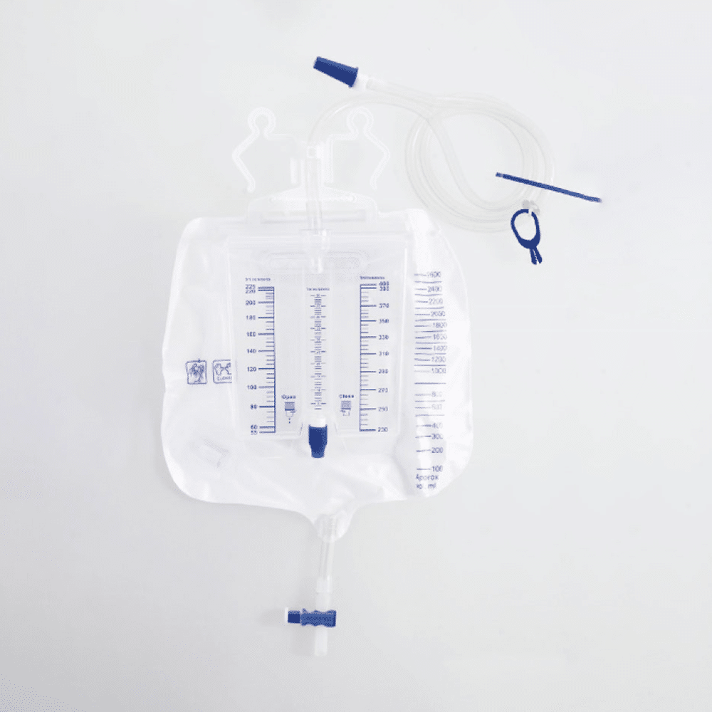 Urine Meter with Drainage Bag (Behind)