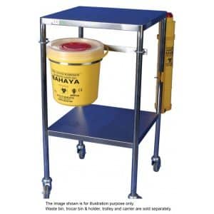 Trolley Mounted Collapsible Sharps Waste Bin Carrier